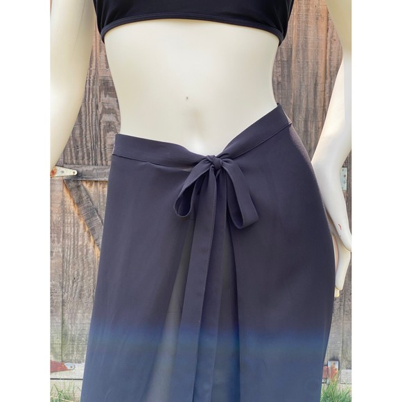 Black Wrap Pants, Summer Beach Pants, Wide Leg Pants, Loose Fit Side Slit Pants - Picture 6 of 6